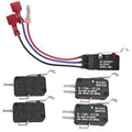 Golf cart micro switch kit with wiring harness, multiple SPST micro switches, and terminals