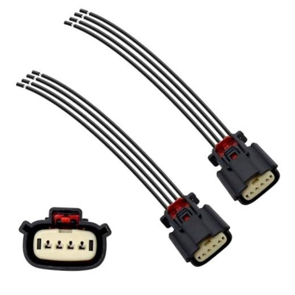 4-wire headlight connector pigtail adapter harness, two plugs with red latches