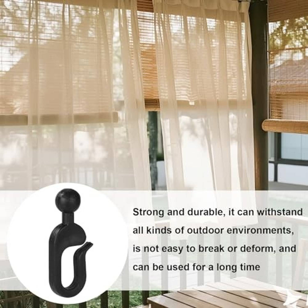 Black plastic curtain track hook, shown as a close-up icon