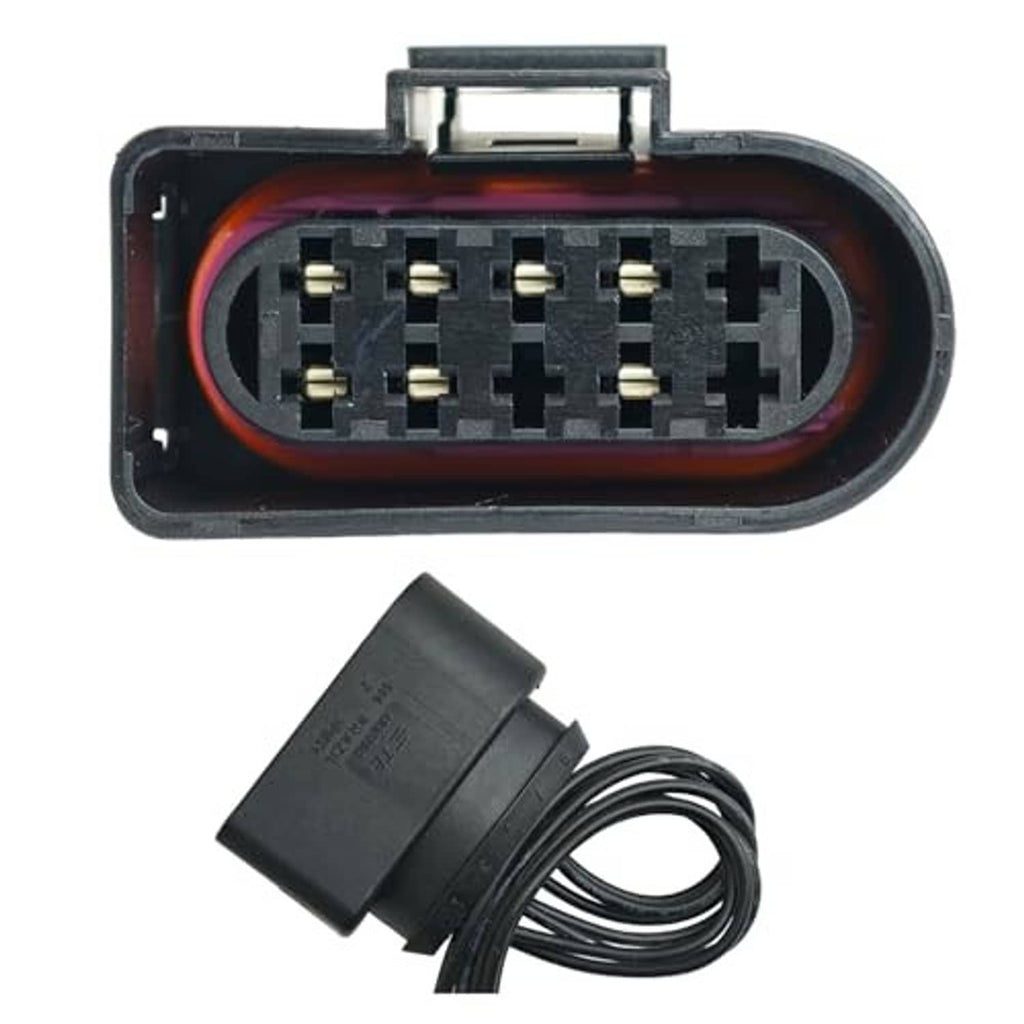 Headlight pigtail connector harness with 7-pin socket plug and bundled black wires