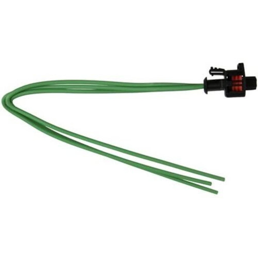 Cam sensor connector end on green wires with black plug housing and orange contact