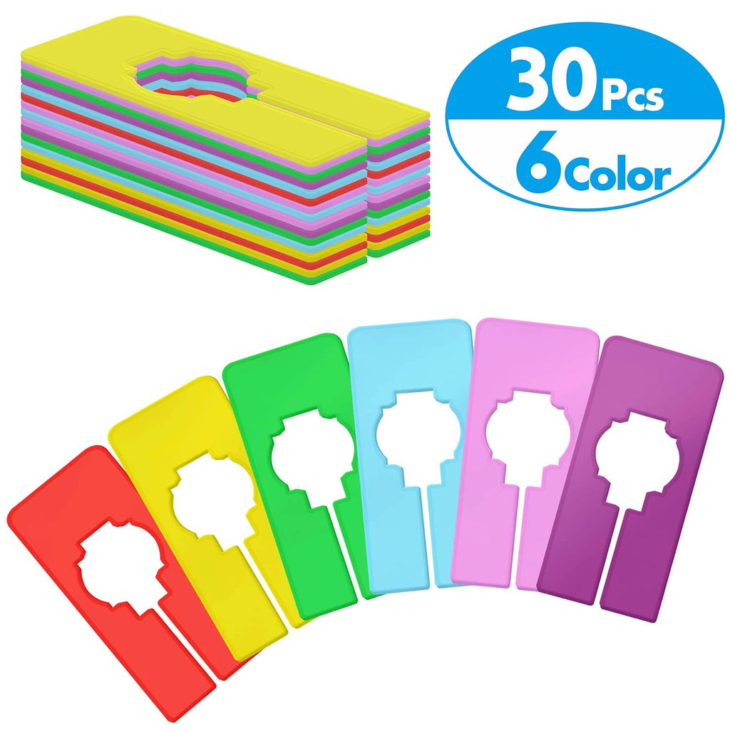 30-piece closet rack divider set, 6 colors of rectangular rod-splitting inserts