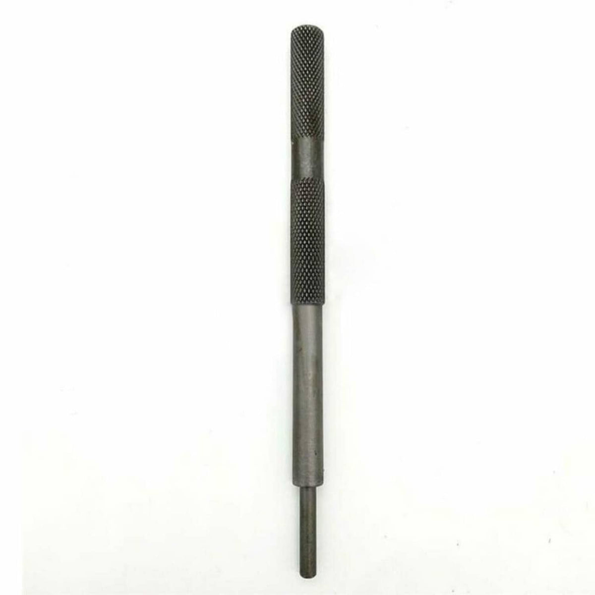 Engine valve guide tool with textured grip and narrow metal tip, dark finish