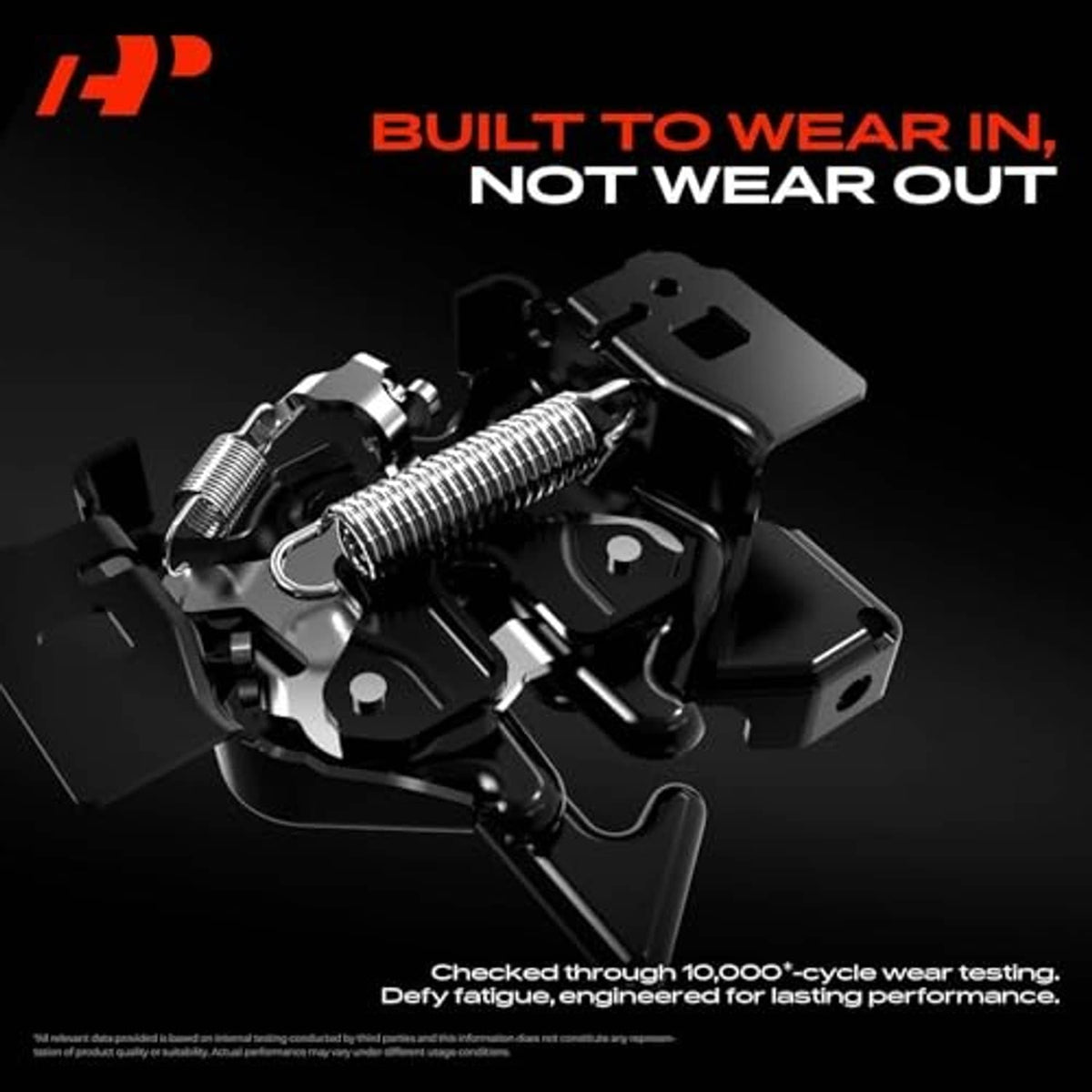 Black hood latch lock assembly with coil springs and mounting plates