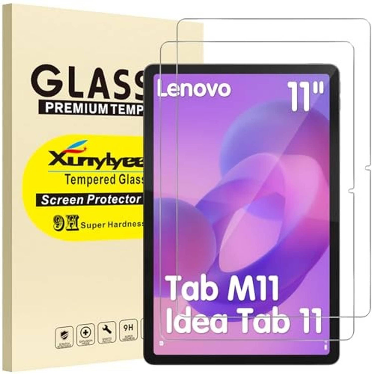 2-pack clear tempered glass screen protectors for Lenovo 11-inch tablet