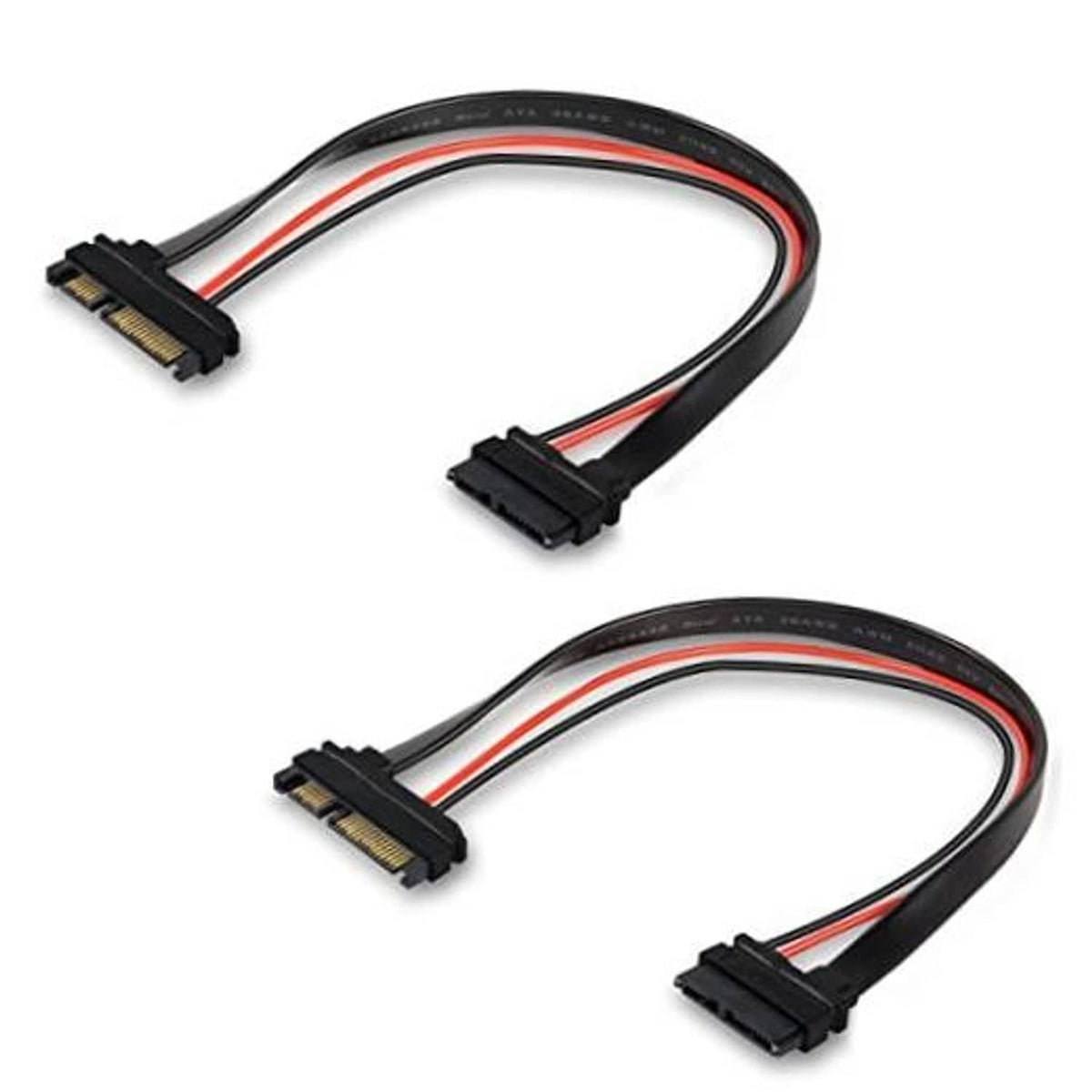 Slim SATA data power adapter cable with 22-pin male connectors and 13-pin SATA end