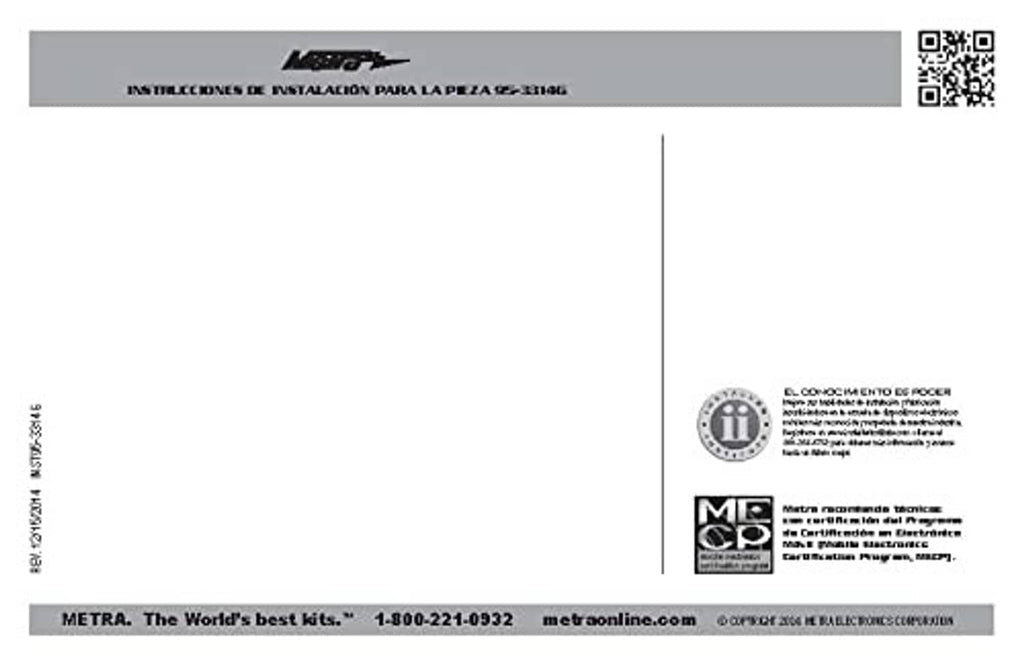 Installation guide footer page for Double DIN dash kit, logos and contact info