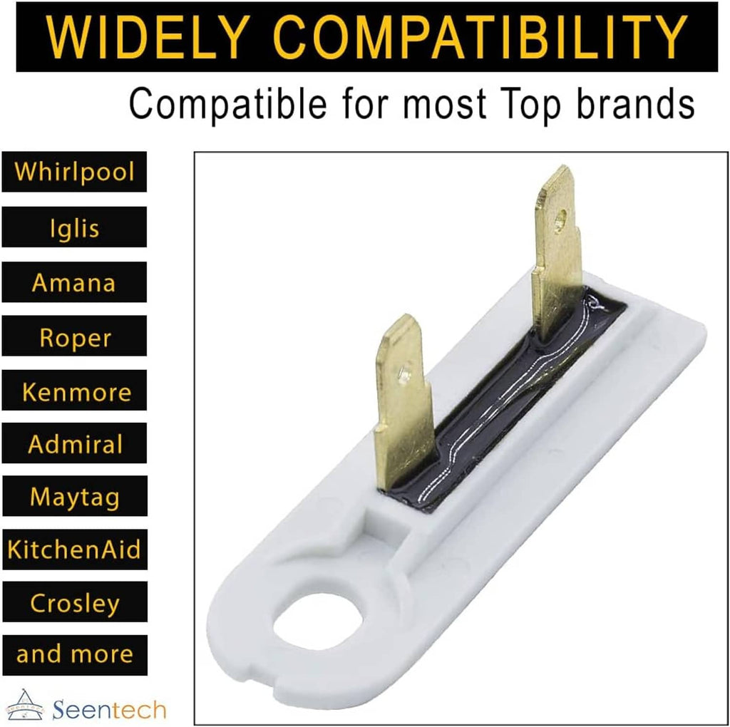 Dryer replacement part with white base and two upright brass terminals