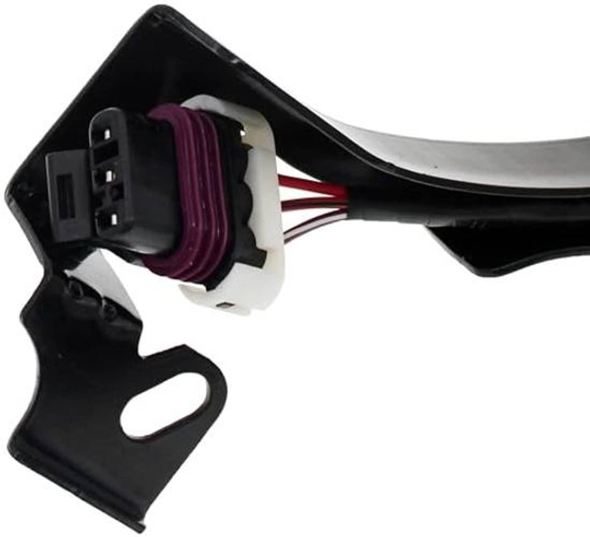 Cam position sensor connector with sealed multi-pin socket and purple wiring section.
