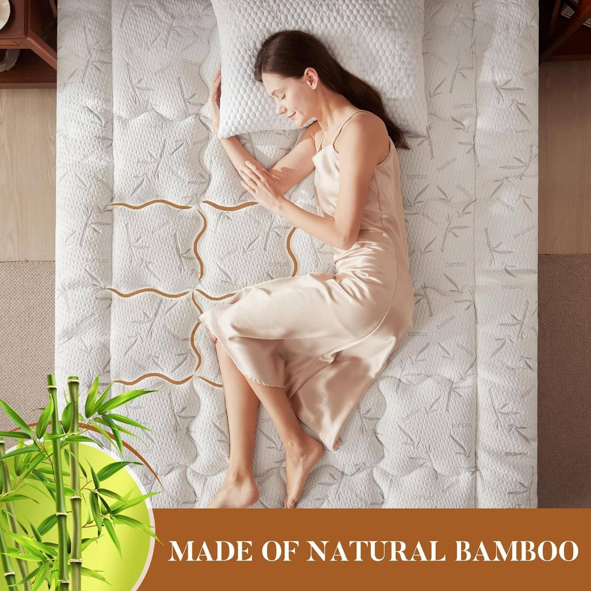 White quilted pillow-top mattress topper with raised elastic corners