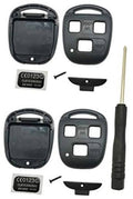 Black key fob shell set with case halves, button cutouts, and center insert
