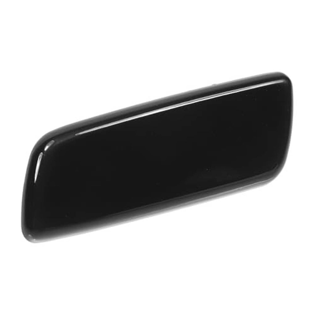 Black front bumper headlight washer nozzle cover cap with glossy rounded surface