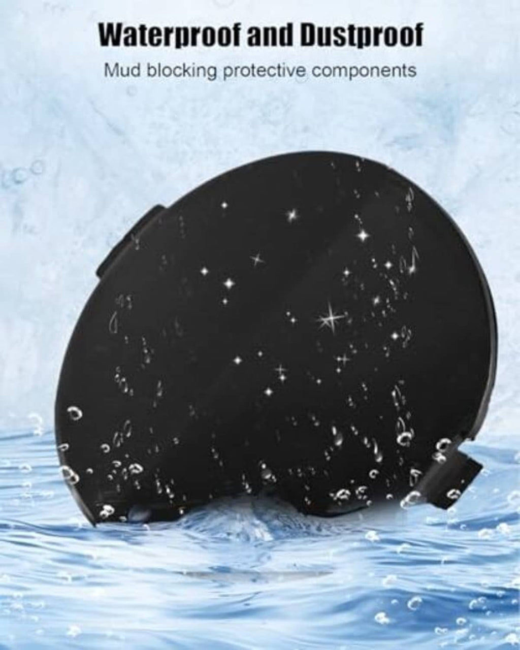 Black bumper towing cover with water droplets, side tab for secure fit.