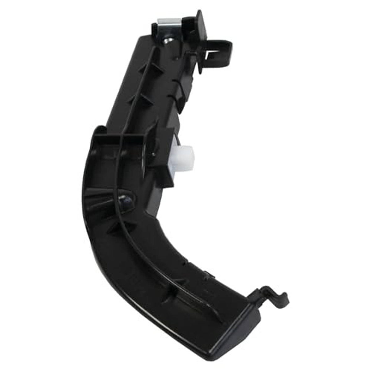 Single left front bumper support bracket, black plastic with silver metal mounting points.