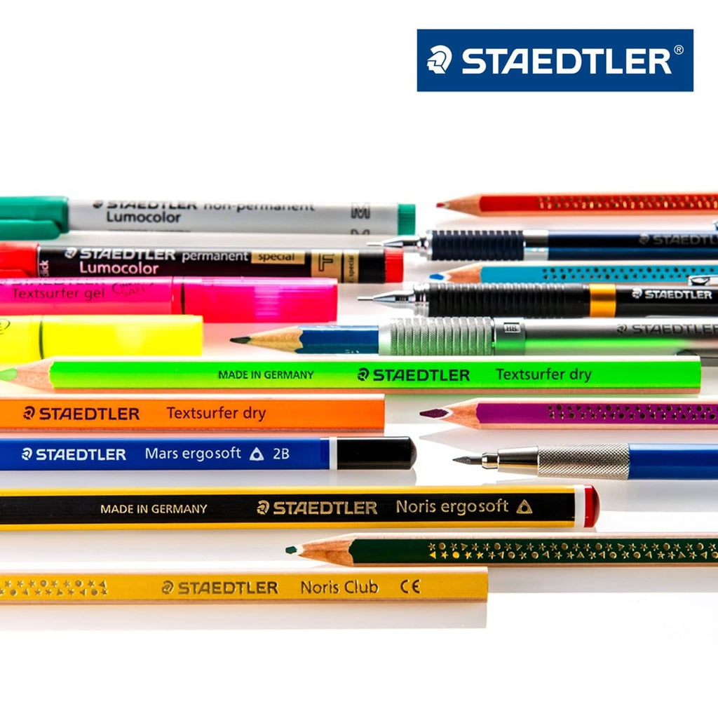 Assorted Staedtler colored drawing pencils and sketch tools