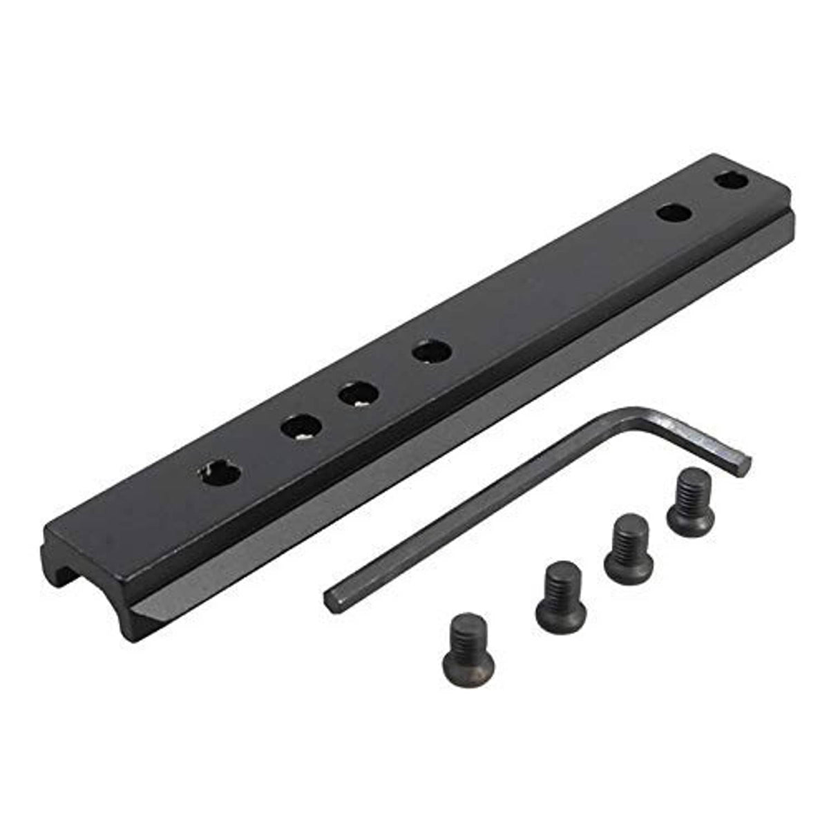 Low-profile Picatinny mount rail, black, with 4 screws and L hex key