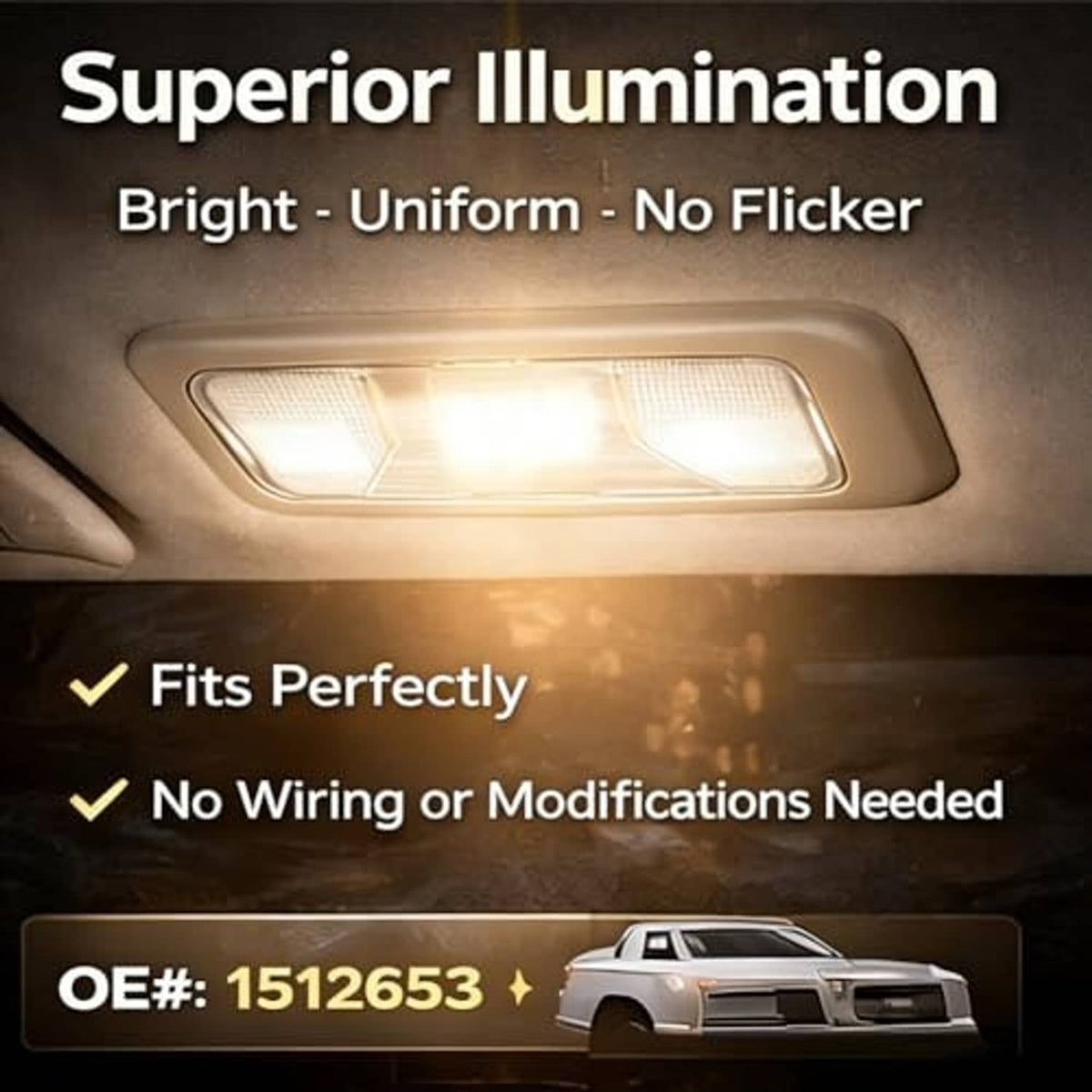 Illuminated car interior dome LED ceiling light in gray housing