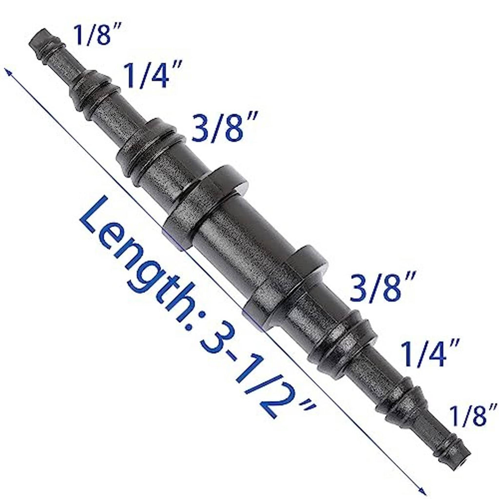 Plastic straight hose joiner reducer connector for 1/8in, 1/4in, 3/8in hoses