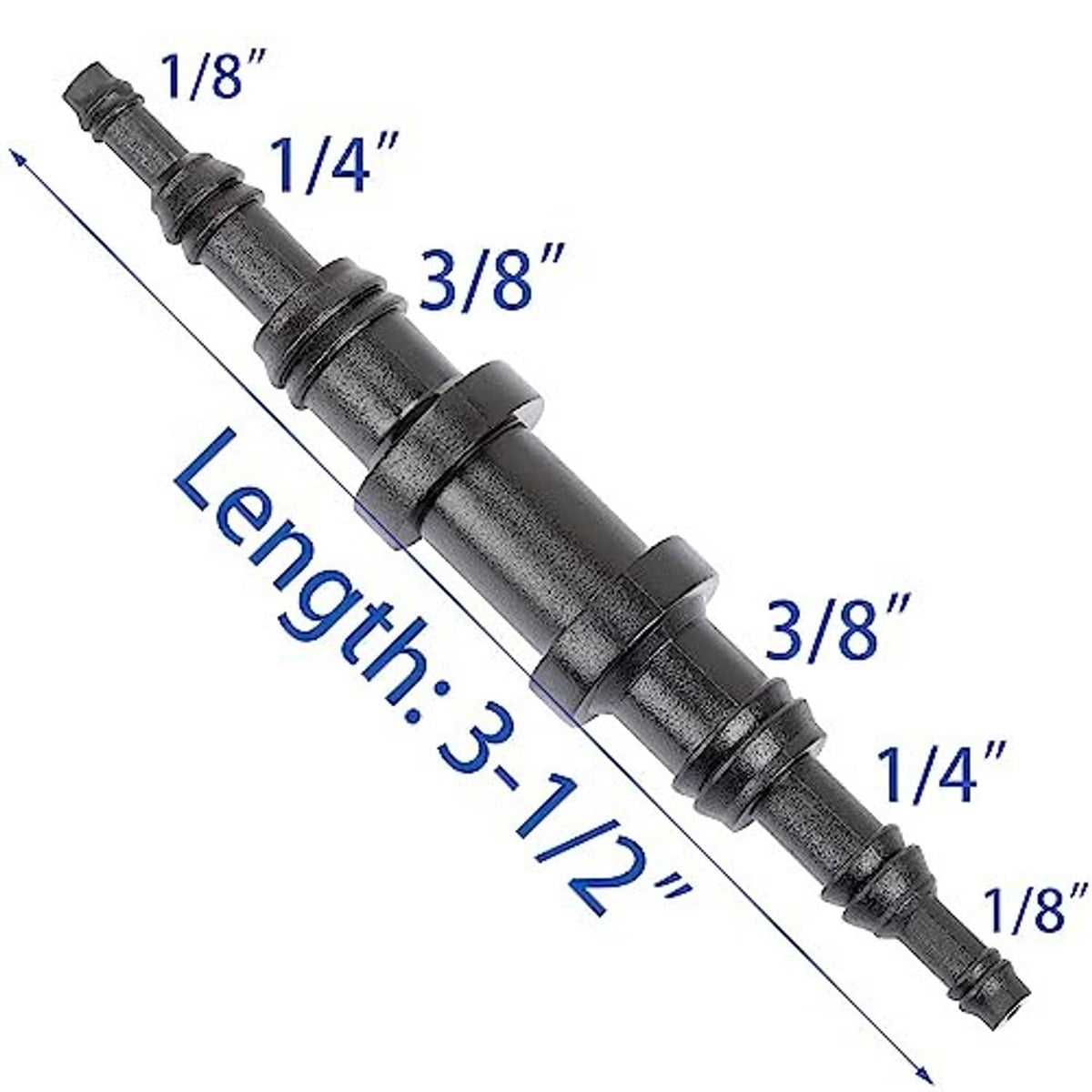 Plastic straight hose joiner reducer connector for 1/8in, 1/4in, 3/8in hoses