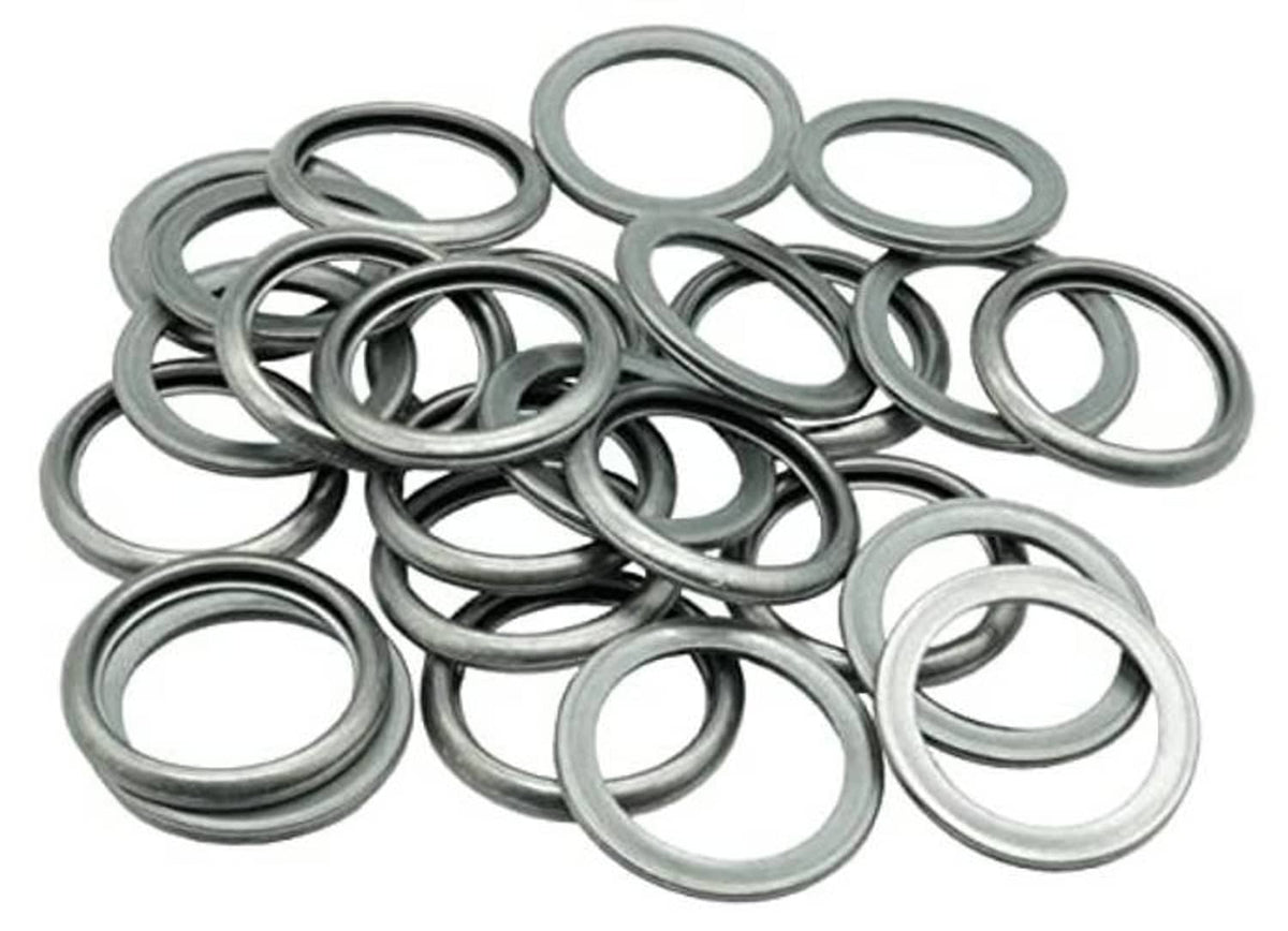 Assorted stainless steel M16 flat washer seal rings, bulk set of metal gasket washers