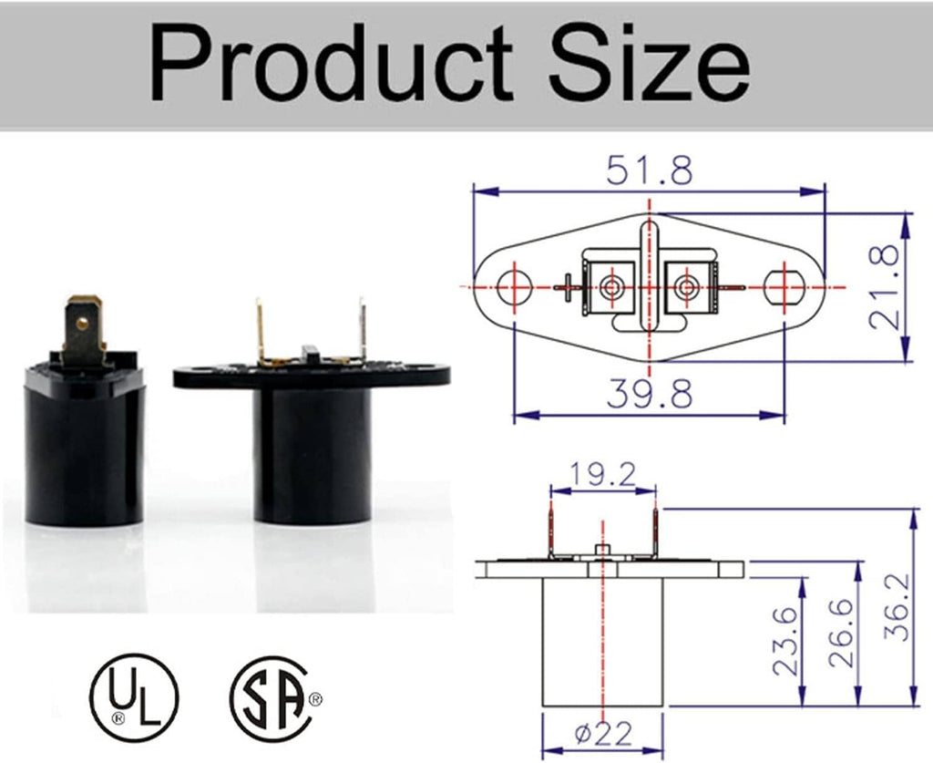 E17 lamp holder replacement socket with mounting holes and size dimensions