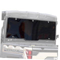 Rear full windshield with dark tinted glass and gray frame, mounted on UTV rear