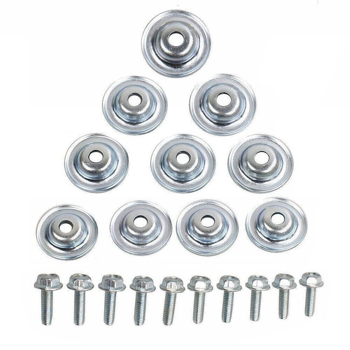 Skid plate washer bolts set with galvanized round washers and hex-head bolts