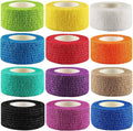 Self-adhesive elastic bandage wrap roll set in assorted bright colors
