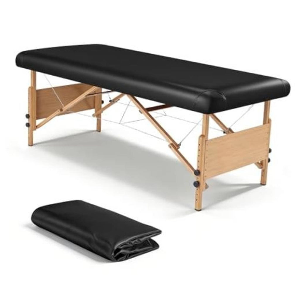 Black massage table cover protector, smooth leather-style wipeable sheet for beds