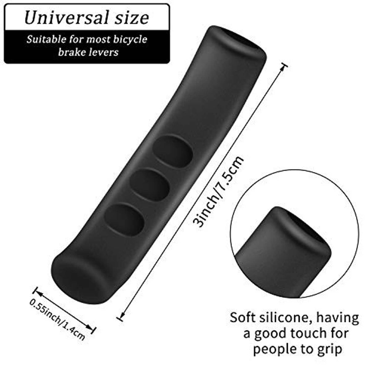 Single black silicone brake lever sleeve with textured grip bumps and open mounting end.