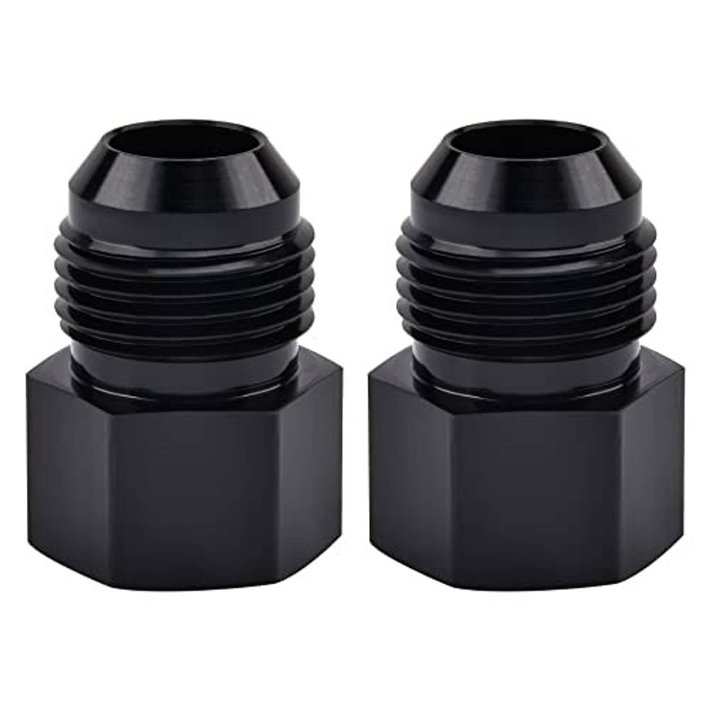 Black 10AN to 1/4-18 NPT adapter fitting with male flare and NPT threads