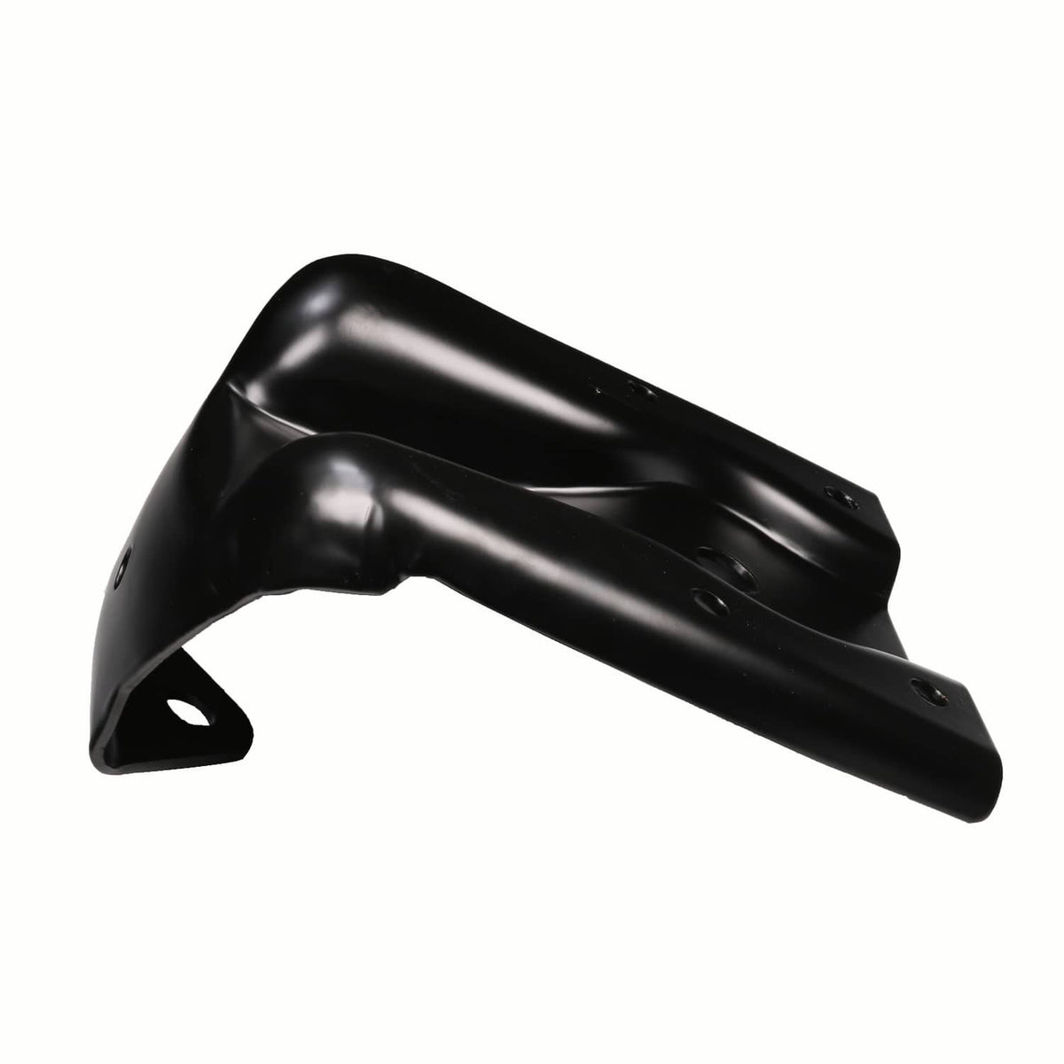Black steel rear leaf spring hanger shackle bracket, curved side profile