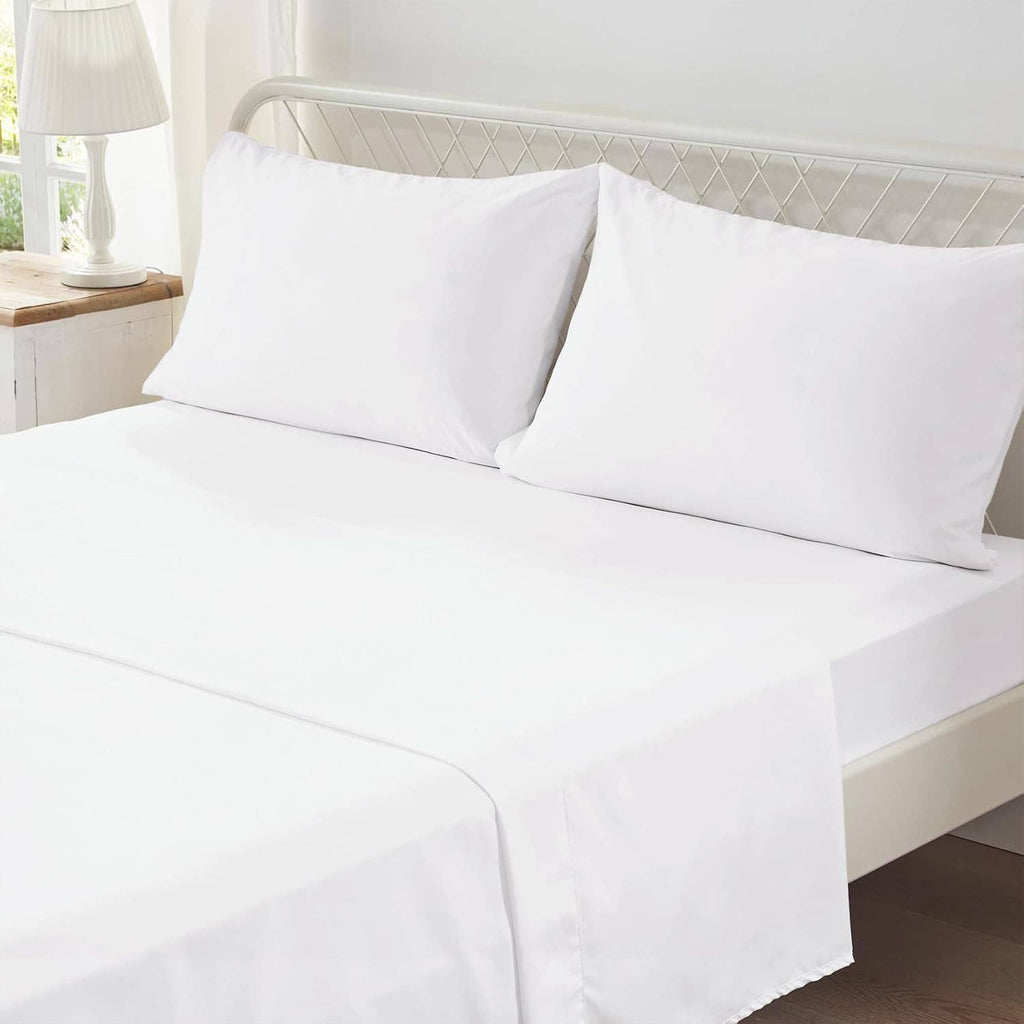 White king bed-in-a-bag fitted bed sheet with two matching pillow shams