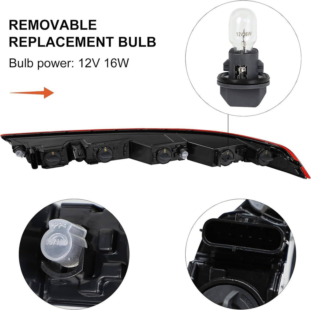 Tail light assembly with removable 12V 16W bulb and black connector housing