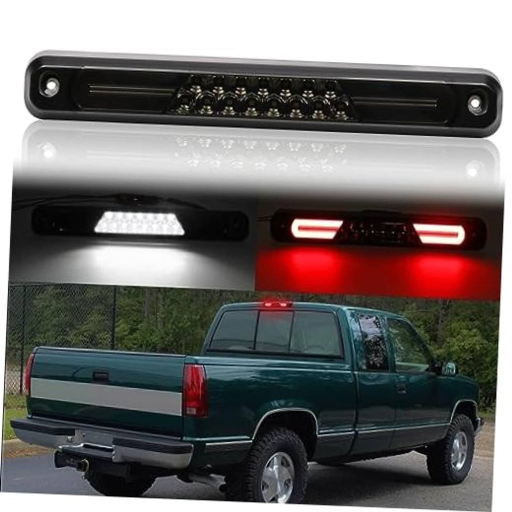 Smoked-lens LED third brake light bar with black housing, showing lit red LEDs
