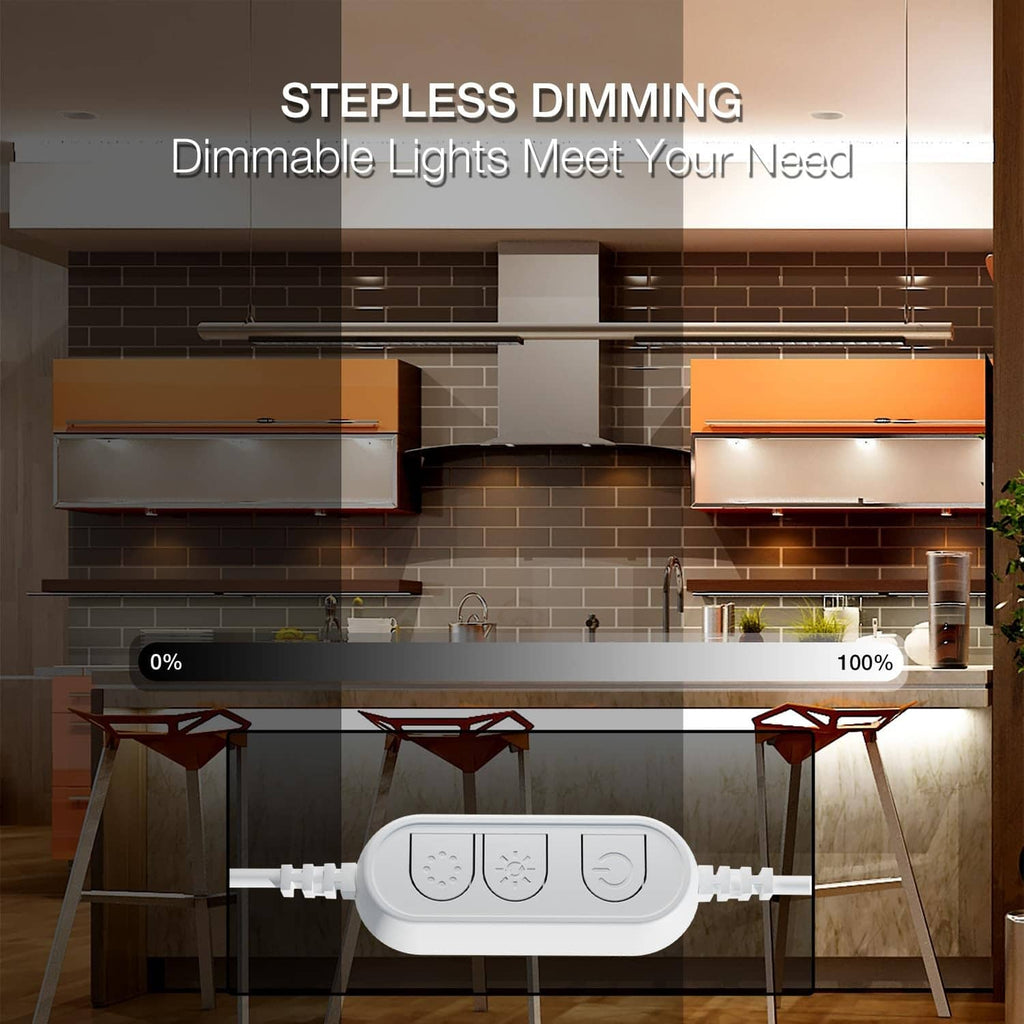 Dimmable LED strip light bar set for under-cabinet lighting