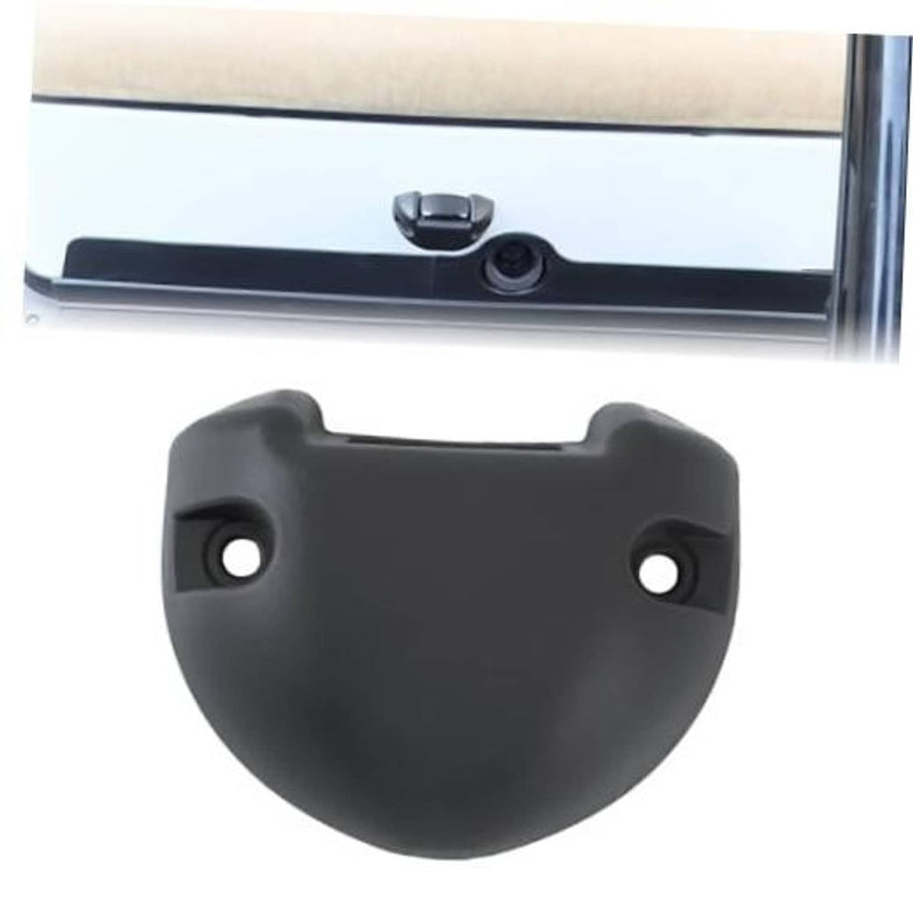 Black rocker switch base cover with two mounting holes and raised grip