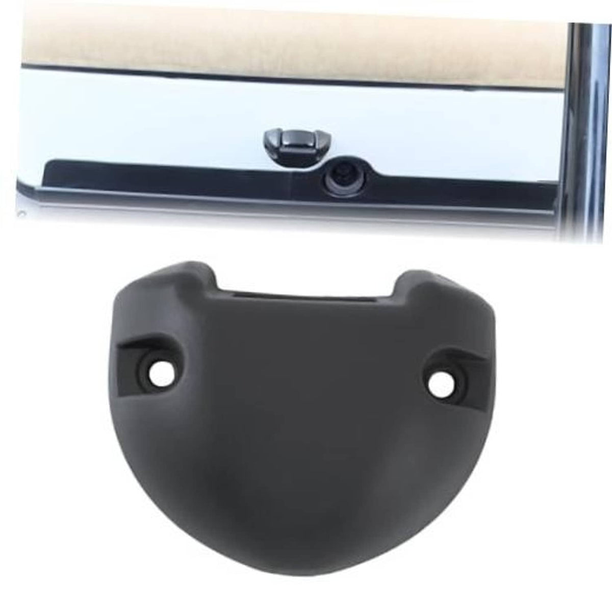Black rocker switch base cover with two mounting holes and raised grip