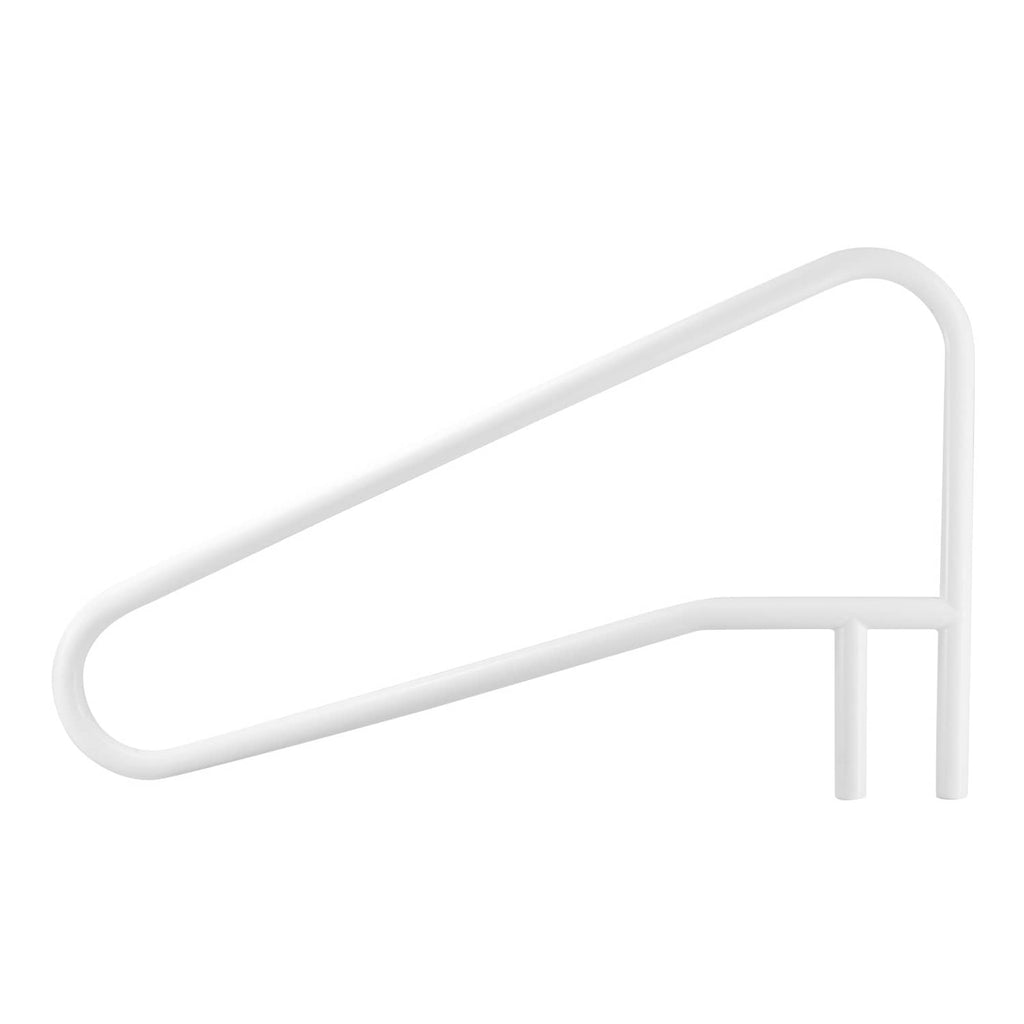 Milky white stainless steel pool handrail with horizontal grip and two end posts