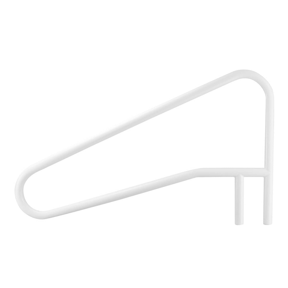 Milky white stainless steel pool handrail with horizontal grip and two end posts