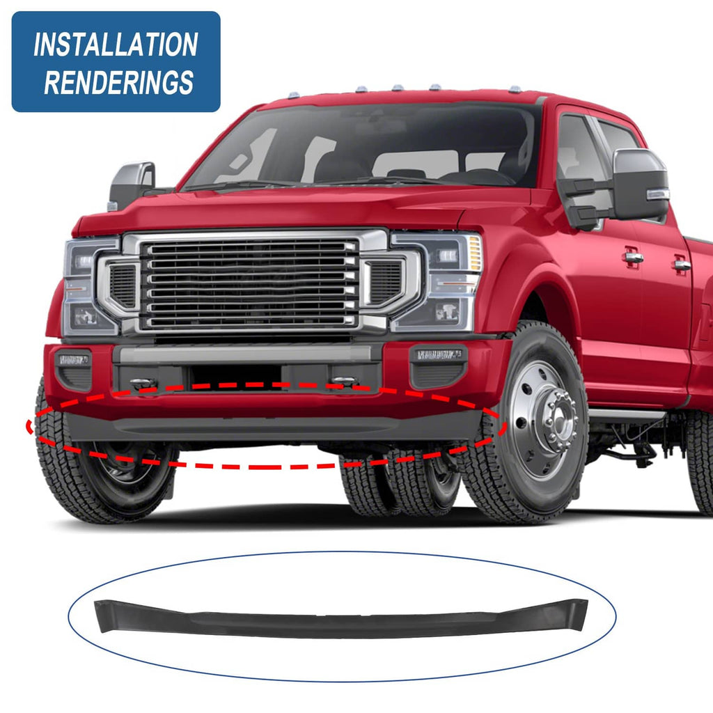 Front lower bumper valance shown with highlighted front bumper installation area