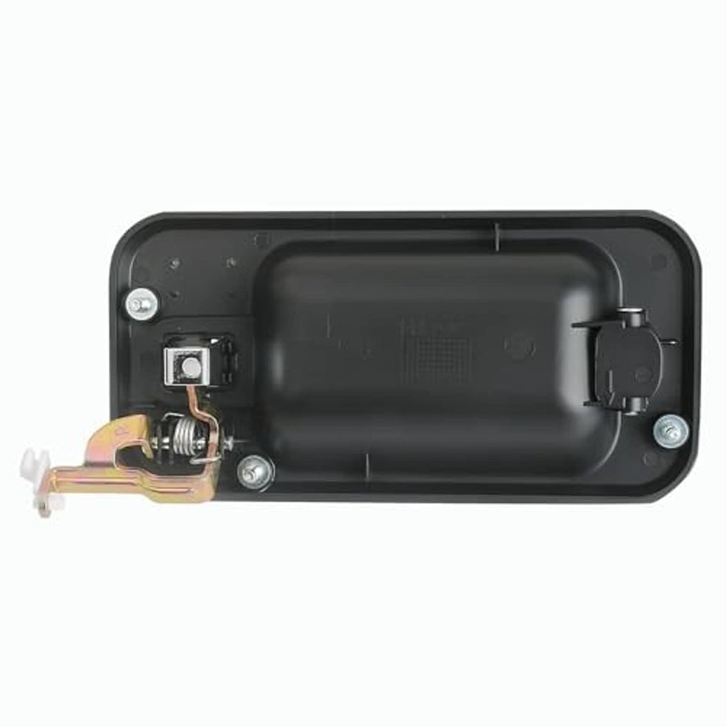 Black exterior door handle assembly with metal mounting hardware