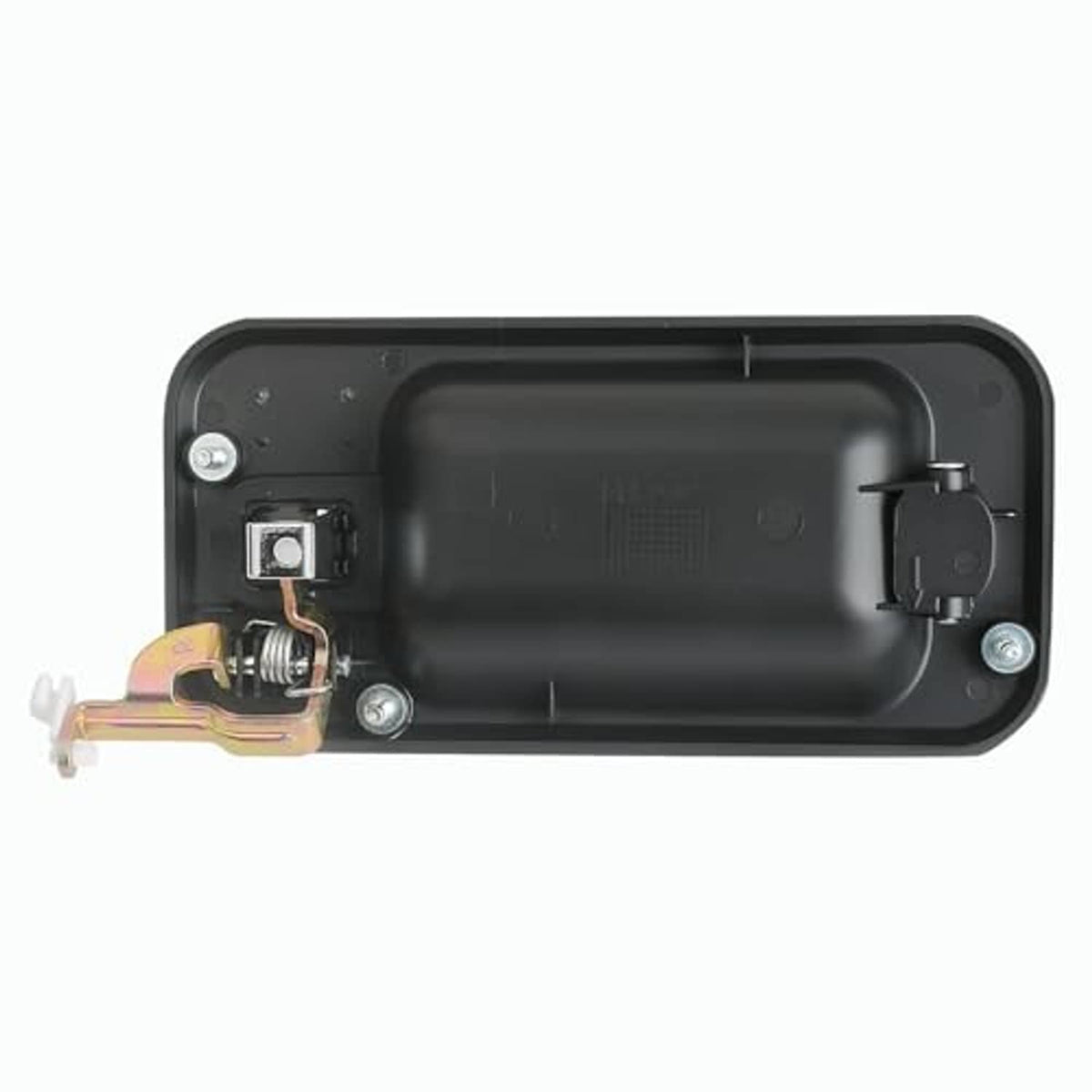 Black exterior door handle assembly with metal mounting hardware