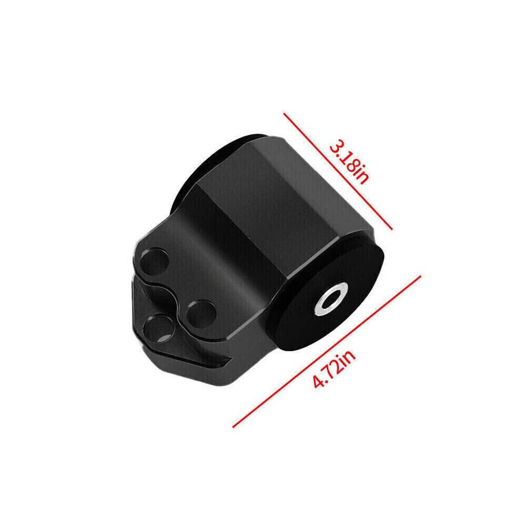 Single black engine mount block with circular bushing plate and mounting holes