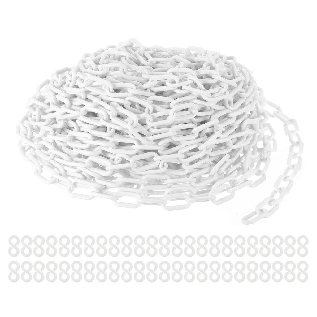 White plastic chain links roll, safety barrier chain