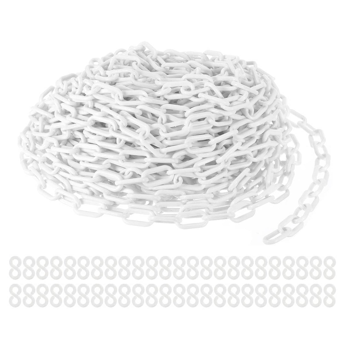 White plastic chain links roll, safety barrier chain