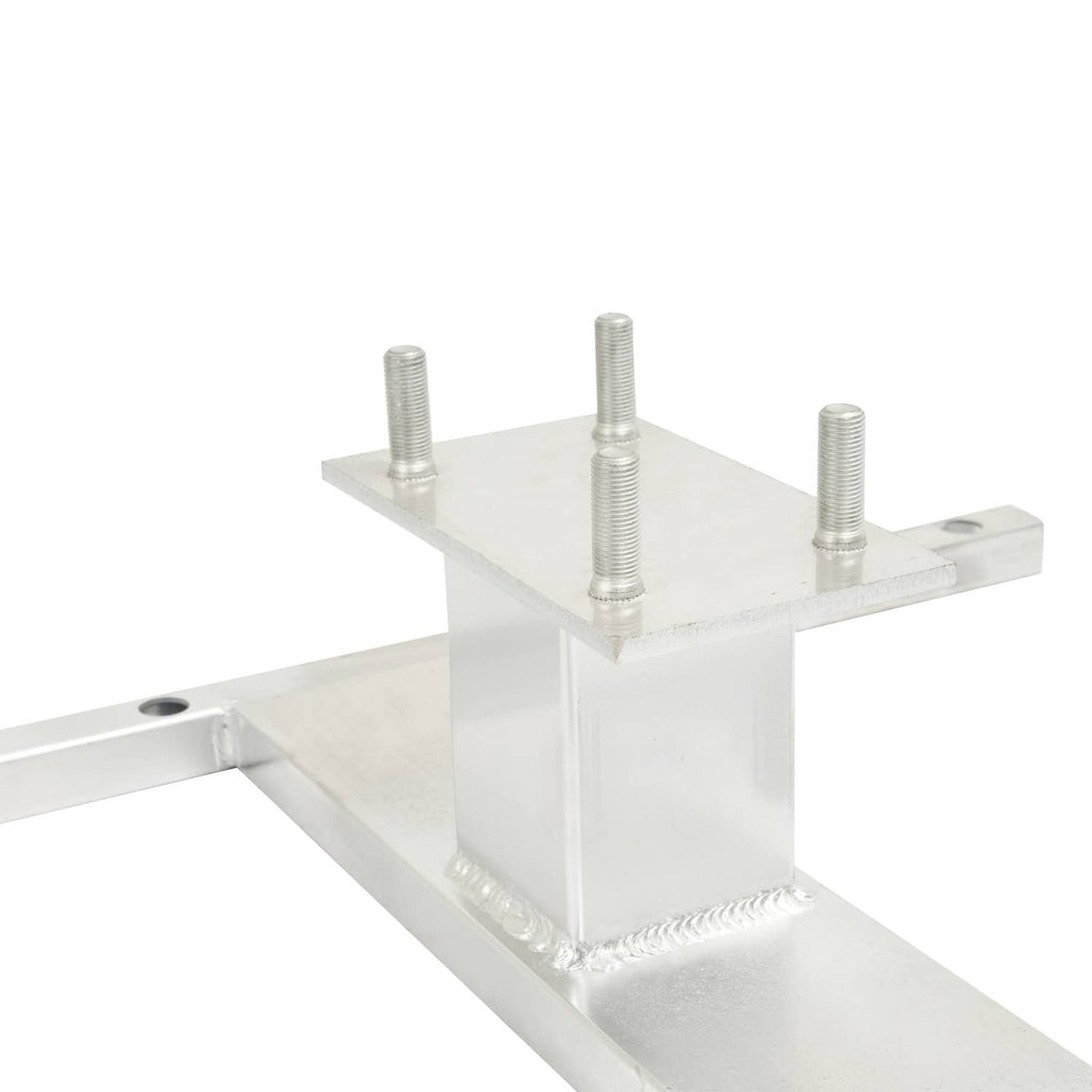 Aluminum H-mount spare tire carrier base plate with threaded studs and welded supports