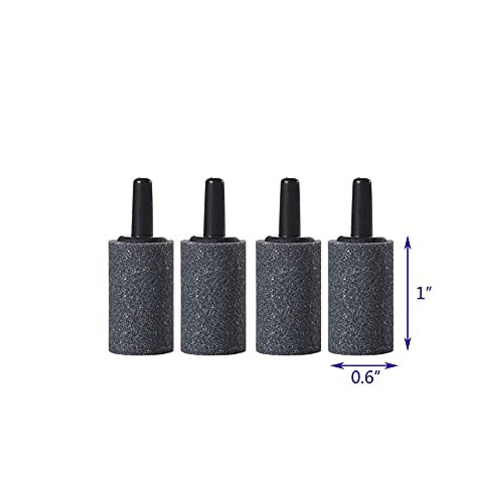 Foam air diffuser cylinders with black stems; size marked 1 in tall and 0.6 in wide
