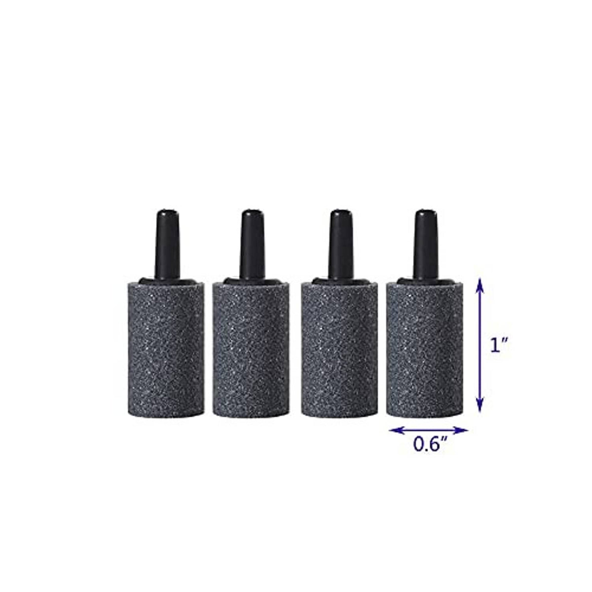 Foam air diffuser cylinders with black stems; size marked 1 in tall and 0.6 in wide