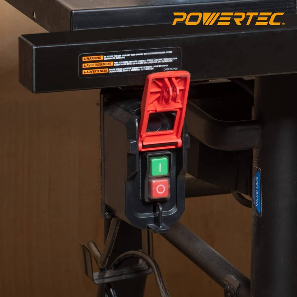 Magnetic on/off switch mounted on equipment, showing red O and green I
